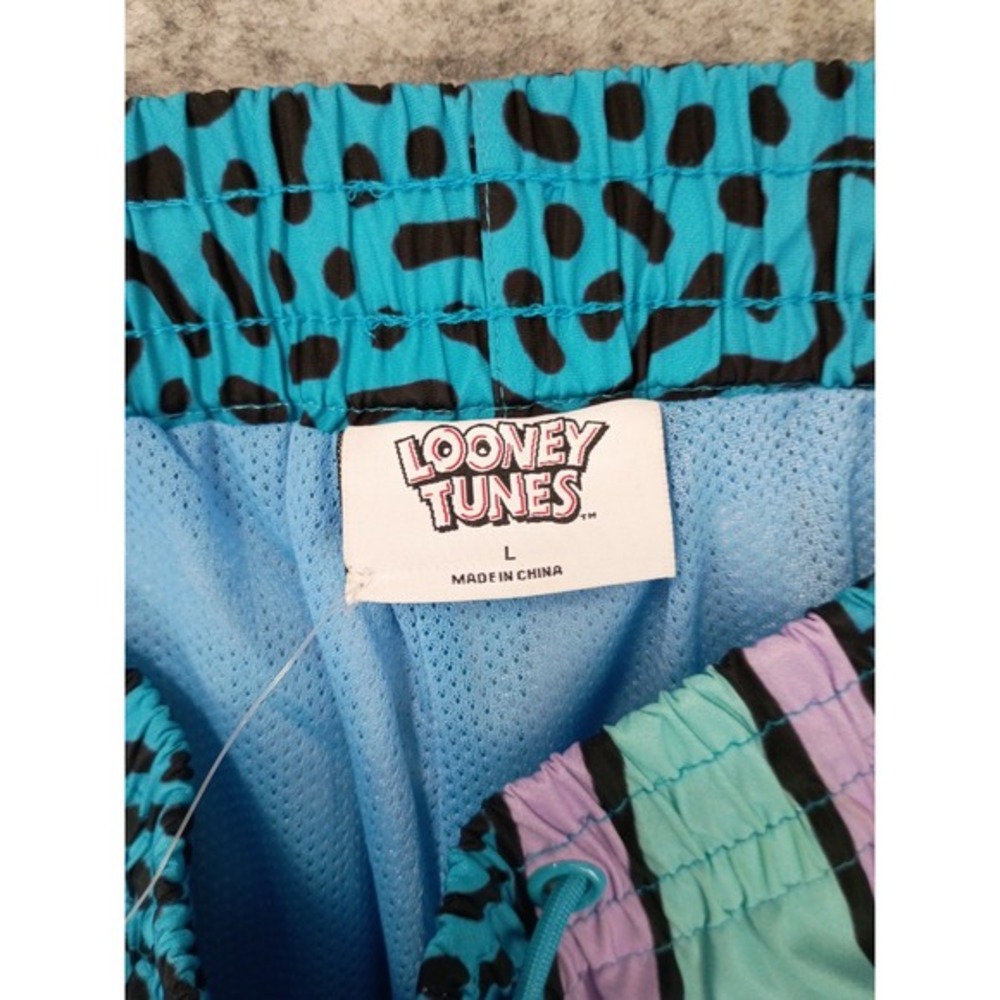 Looney Tunes Mens L Bugs Bunny Graphic Windbreaker Track Pants Joggers NWT 90s - Picture 10 of 14